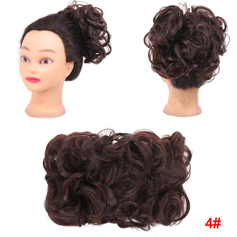 DIANQI synthetische haar elastische gummiband lockige chignon Netz mit zwei kunststoff kämme hochsteckfrisur abdeckung haar brötchen afro chignon für frauen: 4