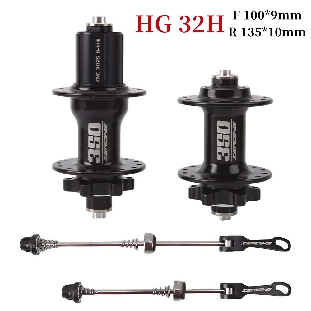 Nulstelling Bike Hubs 350 4 Lager Disc Kaart Brake Mtb Mountainbike Hub Lager Voor/Achter Fiets Hubs 28 32 Gaten 8/9/10/11 Snelheid: 32H black a pair