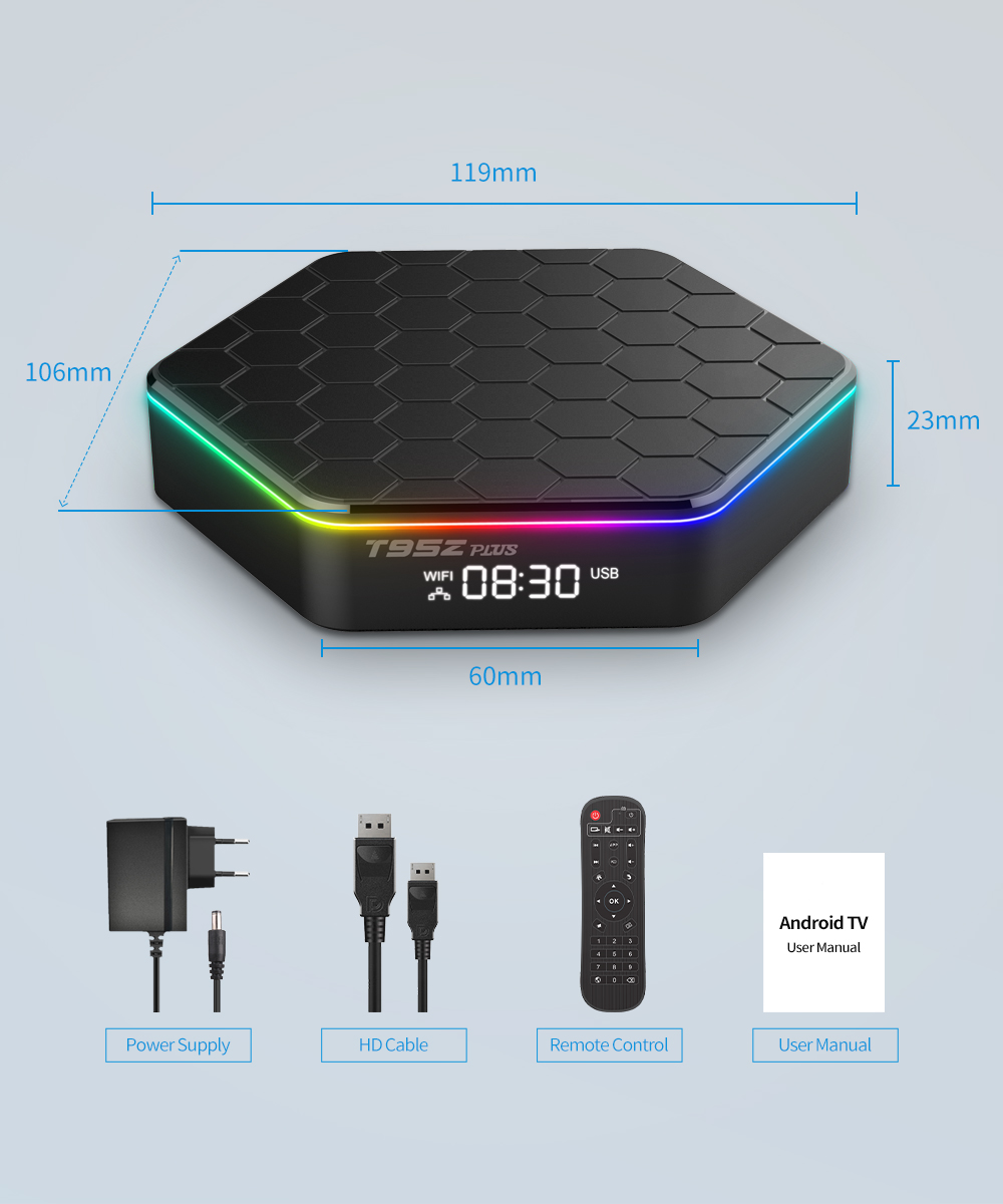 Android 12 T95Z Plus Smart Tv Box 6K DECODING 2.4G/5G BT5.0 WIFI6 3D Voice16G 32G 64G128G HDR10 4K60FPS Set-Top Box Media Player
