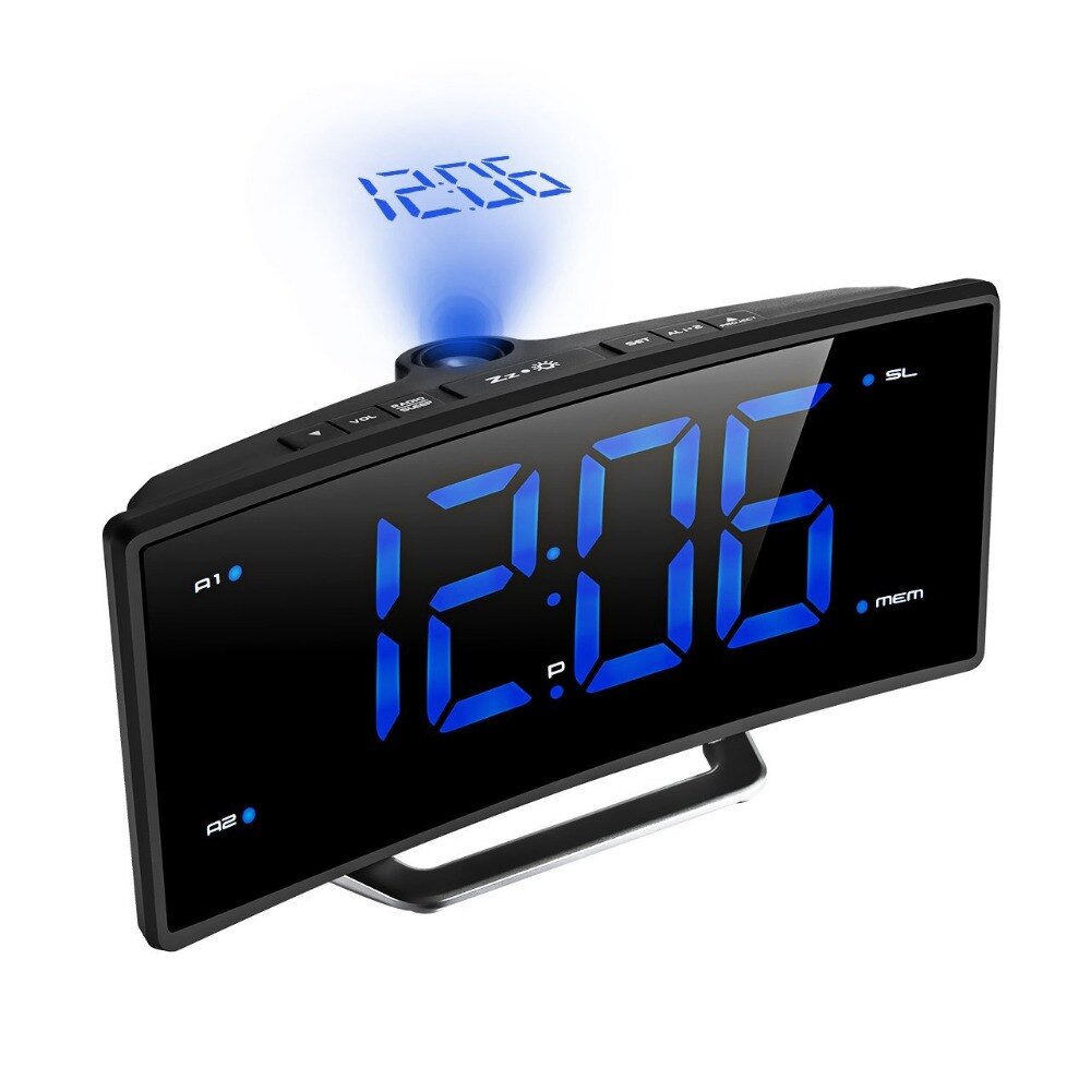 Espejo FM Radio despertador LED, proyector electrónico Digital, reloj de sobremesa, reloj Nixie proyección alarma, reloj con proyección de tiempo