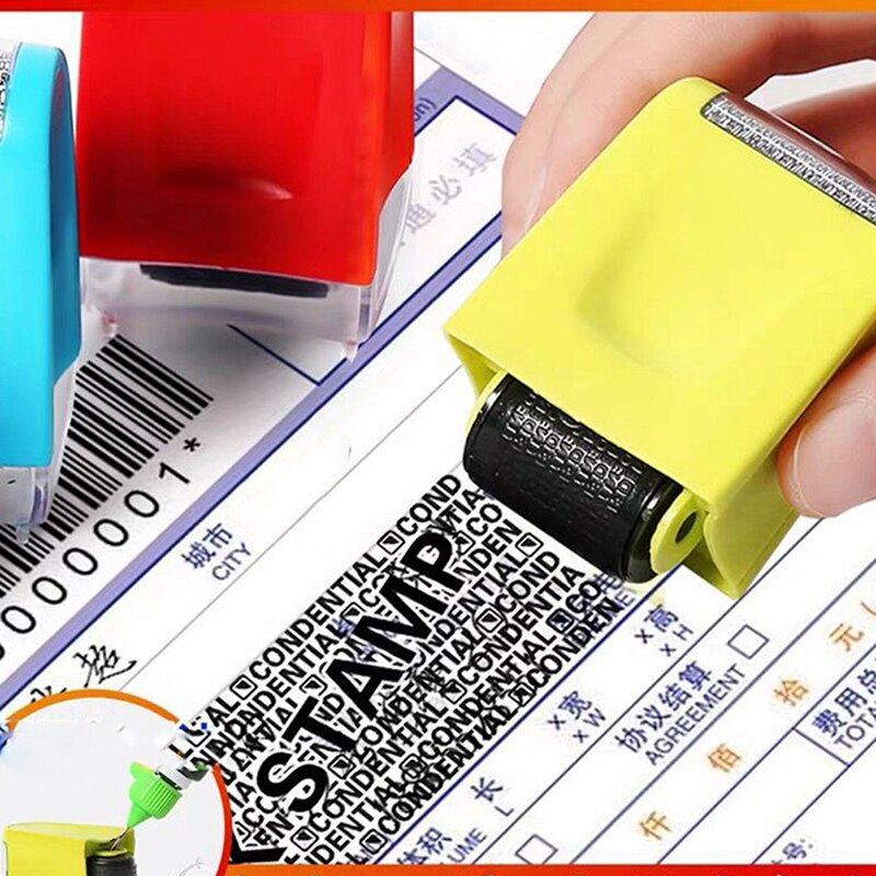 Carimbo do selo do rolo da proteção da cobertura da informação da privacidade da identidade da palavra