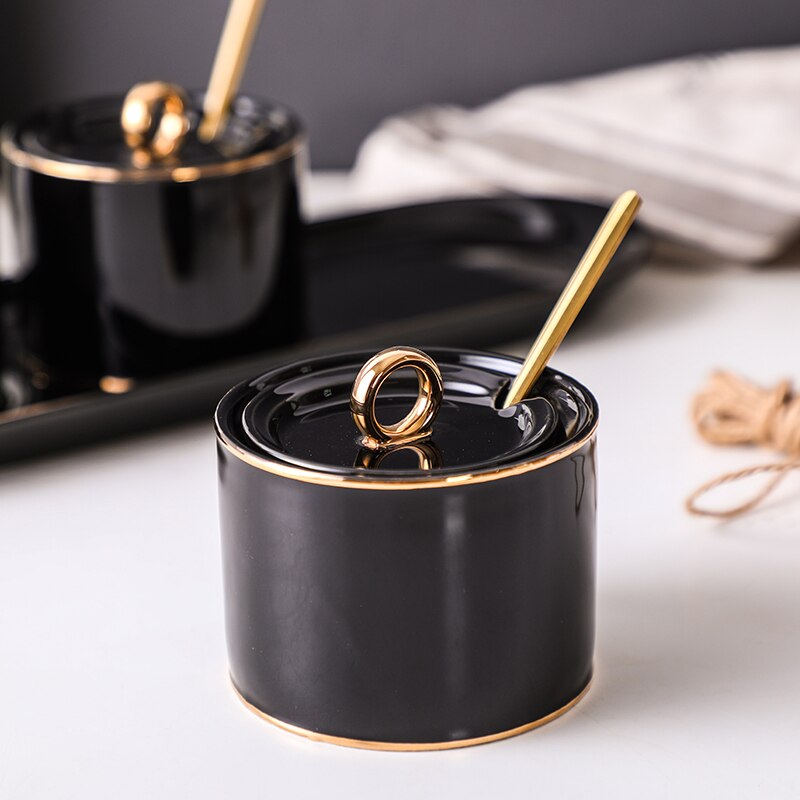 Seasoning box ceramic seasoning jar seasoning can kitchen using Nordic seasoning combination set seasoning bottle salt cans.