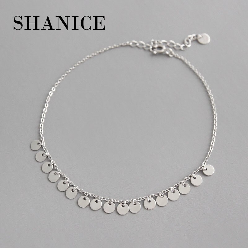 SHANICE Real 925 Sterling Silver Anklet Round Pieces Pendant Beach Anklet Silver Anklets Female Jewelry