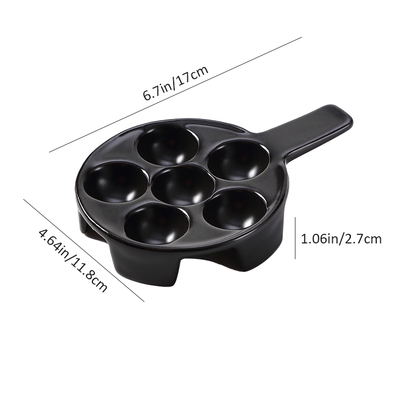 Plaque à Escargot en céramique, avec poignée, outils alimentaires, vaisselle, plateau de cuisson, Gadget de cuisine: S-black