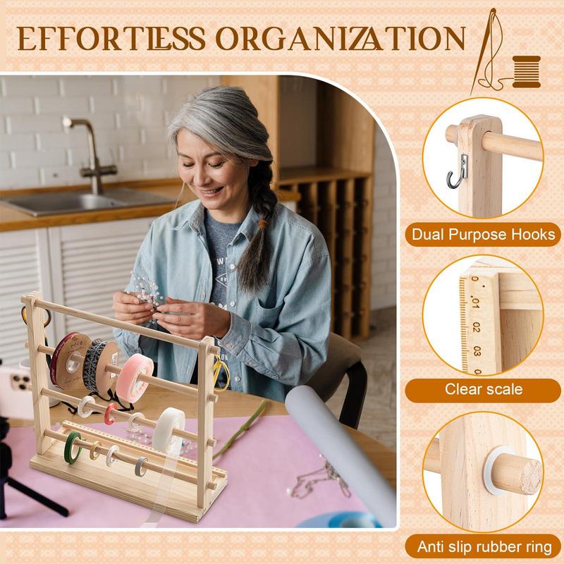 Lintorganisator 4-laags houten lintrek Opslag Display Plank Craft Lintstandaard voor ambachtelijke kamer Bloemenwinkel Taartwinkel