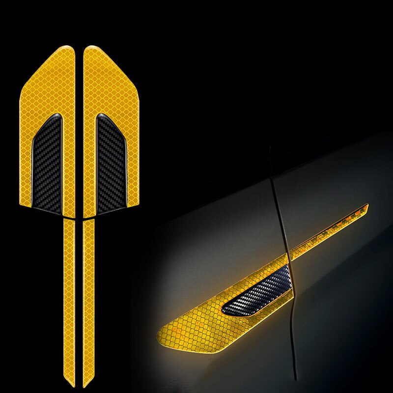 2Pcs/Set Car Reflective Safety Warning Strip Tape Car Bumper Reflective Strips Secure Reflector Stickers Decals