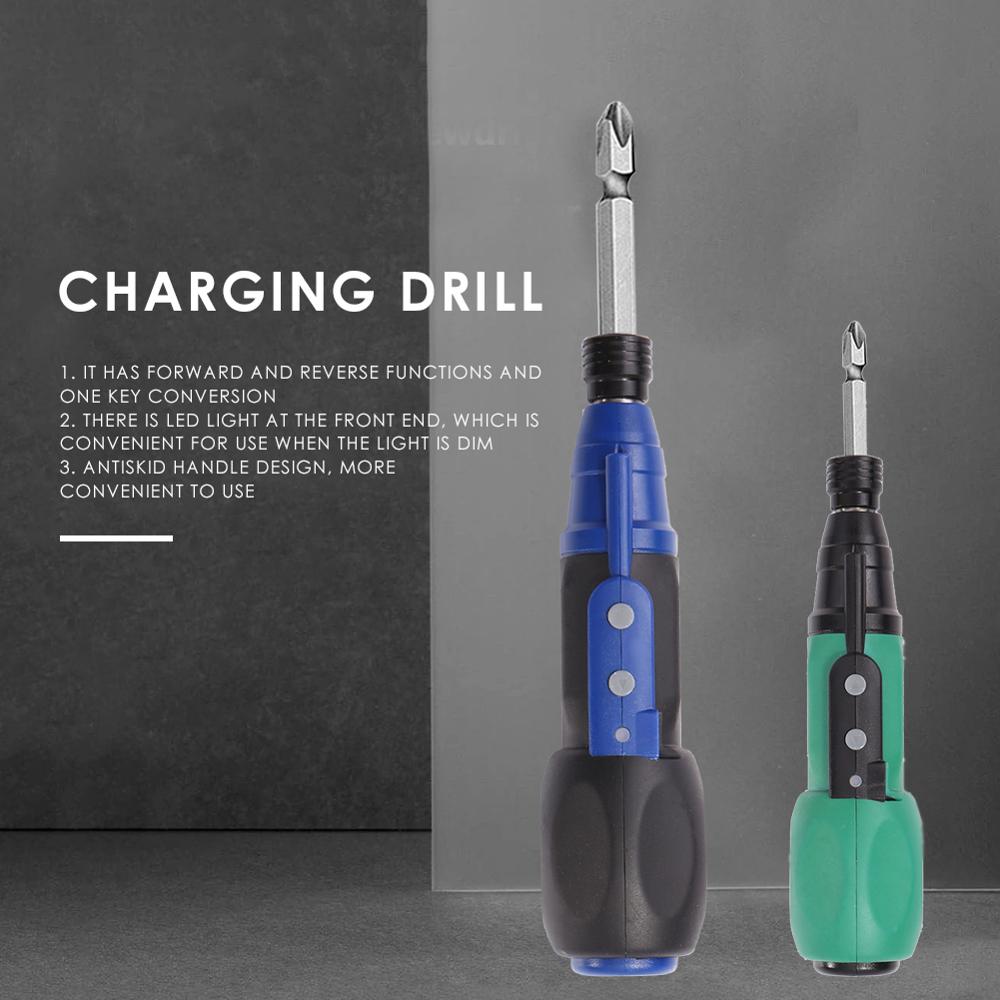 Stort dreiemoment mini elektrisk skrutrekker usb-lading elektrisk skrutrekker anti-skli håndtak drill multifunksjonsbor elektroverktøy