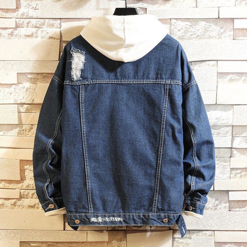 Veste en jean déchirée pour homme, style coréen, grande taille, style hip-hop, ample