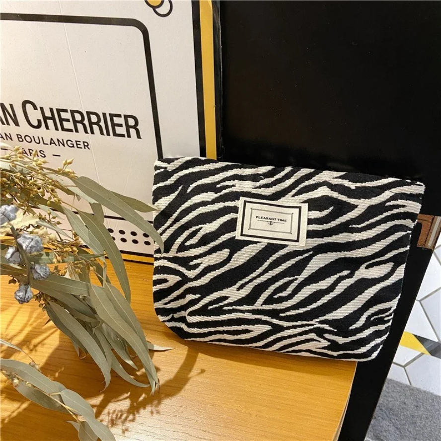 Stor leopardfärgad kosmetikväska för kvinnor i läder, vattentät dragkedja, sminkväska, tvättväska, skönhetsväska: Default Title