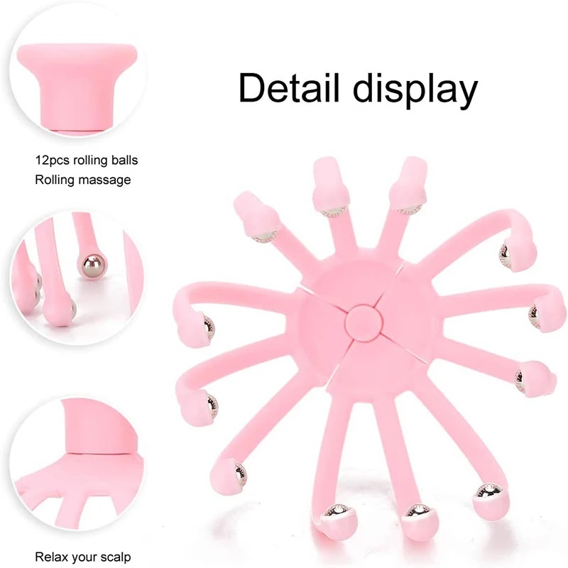 Masseur de tête pour cuir chevelu, 9 à 12 griffes, peigne pour le cou, boule en acier à 9 doigts, relaxation à la main, Spa, soins capillaires à domicile