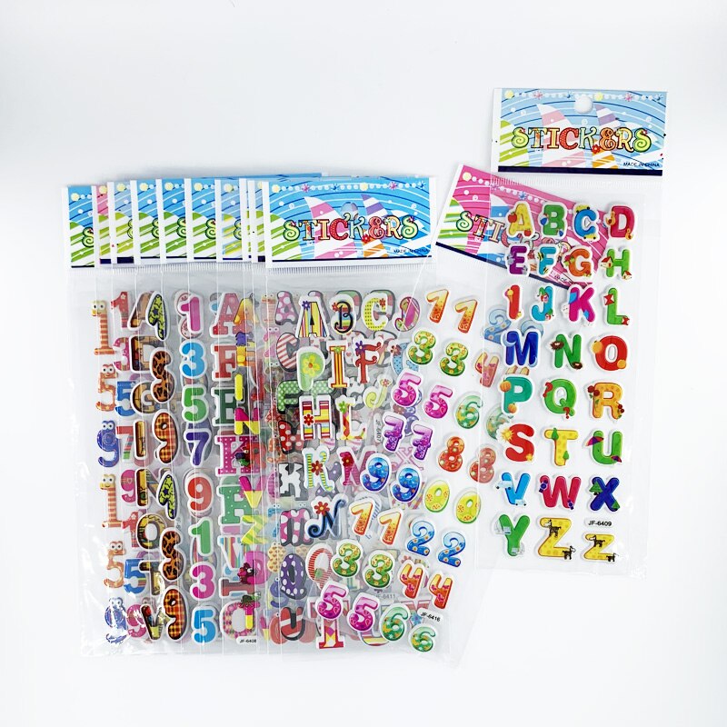 12 sheets/set letter and number sticker for kids boys girls learning DIY toys cartoon scrapbook stickers