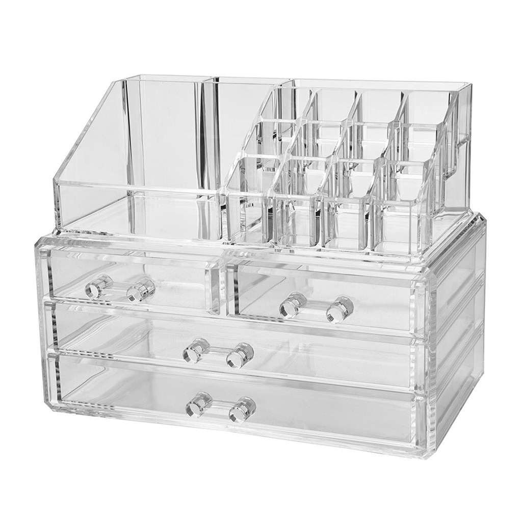 Makeup Cosmetics Jewelry Organizer Clear Acrylic Drawers Display Box Storage #C