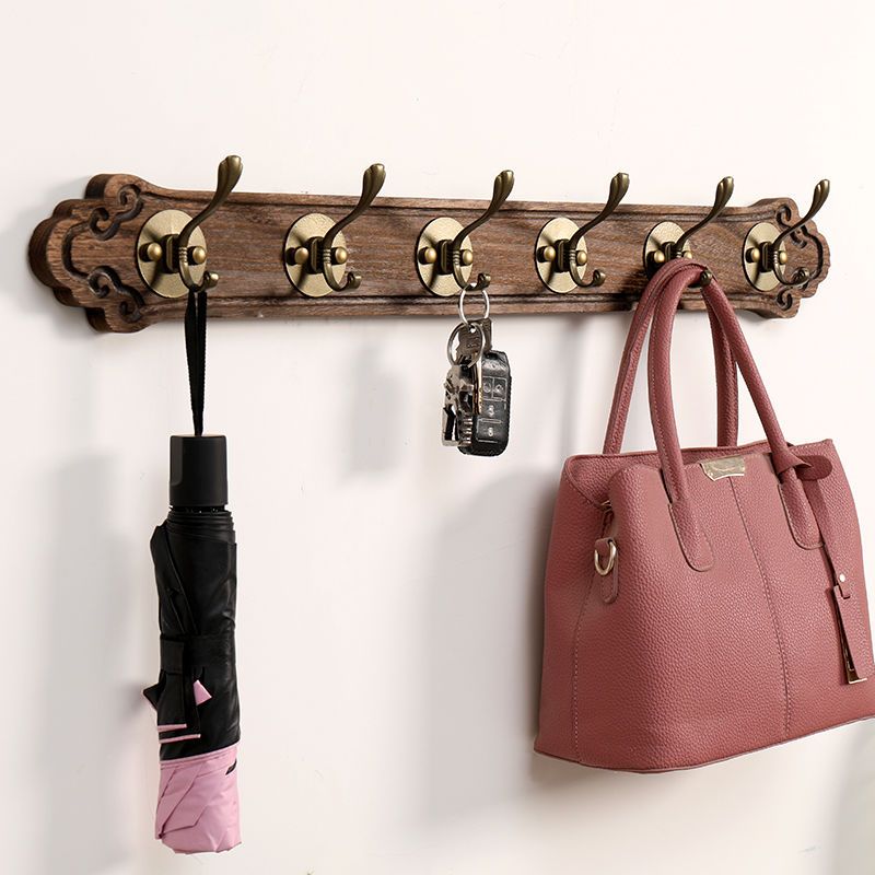Perchero de madera maciza para bata de lujo con 4/5/6/7/8 ganchos, colgador de ropa de pared, llaves, almacenamiento de sombreros, colgante para muebles de entrada