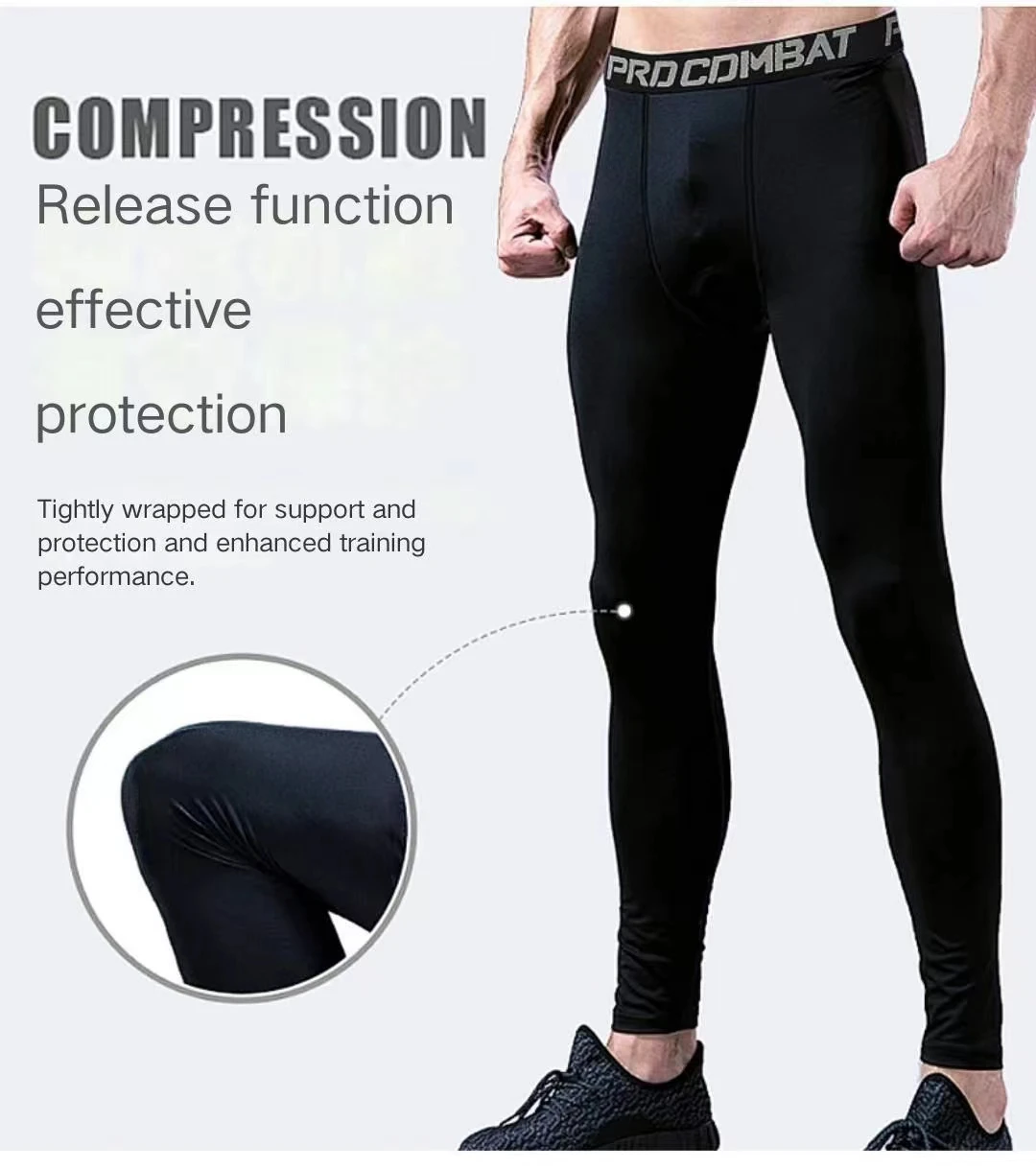 Leggings herre fitness løbetights herre kompressionsbukser fitness jogging lange bukser yoga træningsbukser