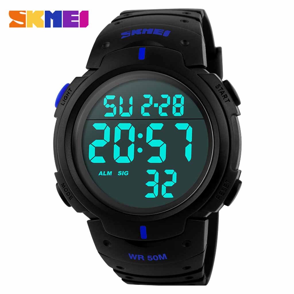 Relogio skmei udendørs sportsur mænd elektroniske ure kalender alarm ur vandtæt digitalt armbåndsur montre homme: D
