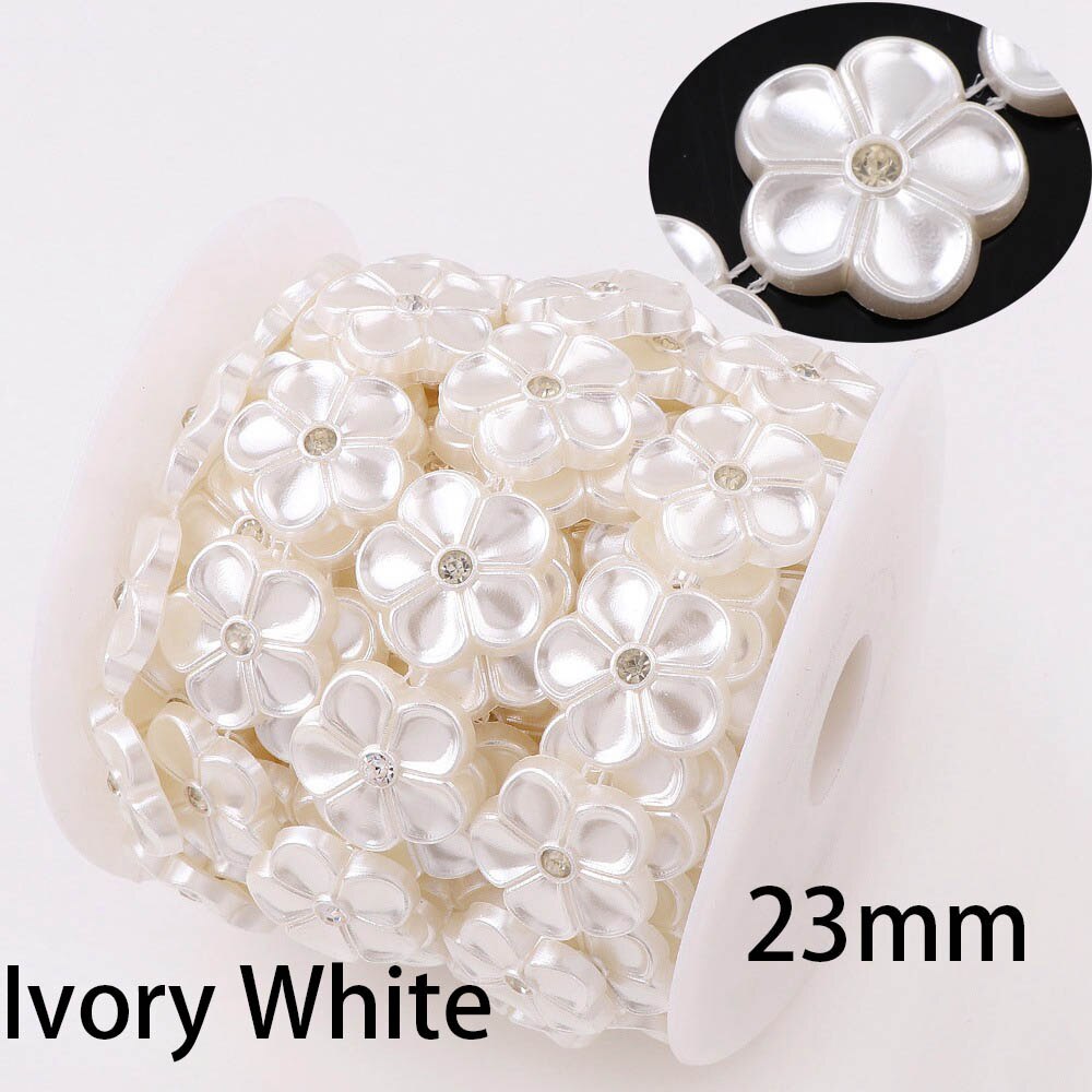 1 Yard Flower Series Rhinestone Chain ABS Pearl Jewelry Decor Wedding Dress Crafts Bridal Beads Appliques Garment Chain: DK-AA221