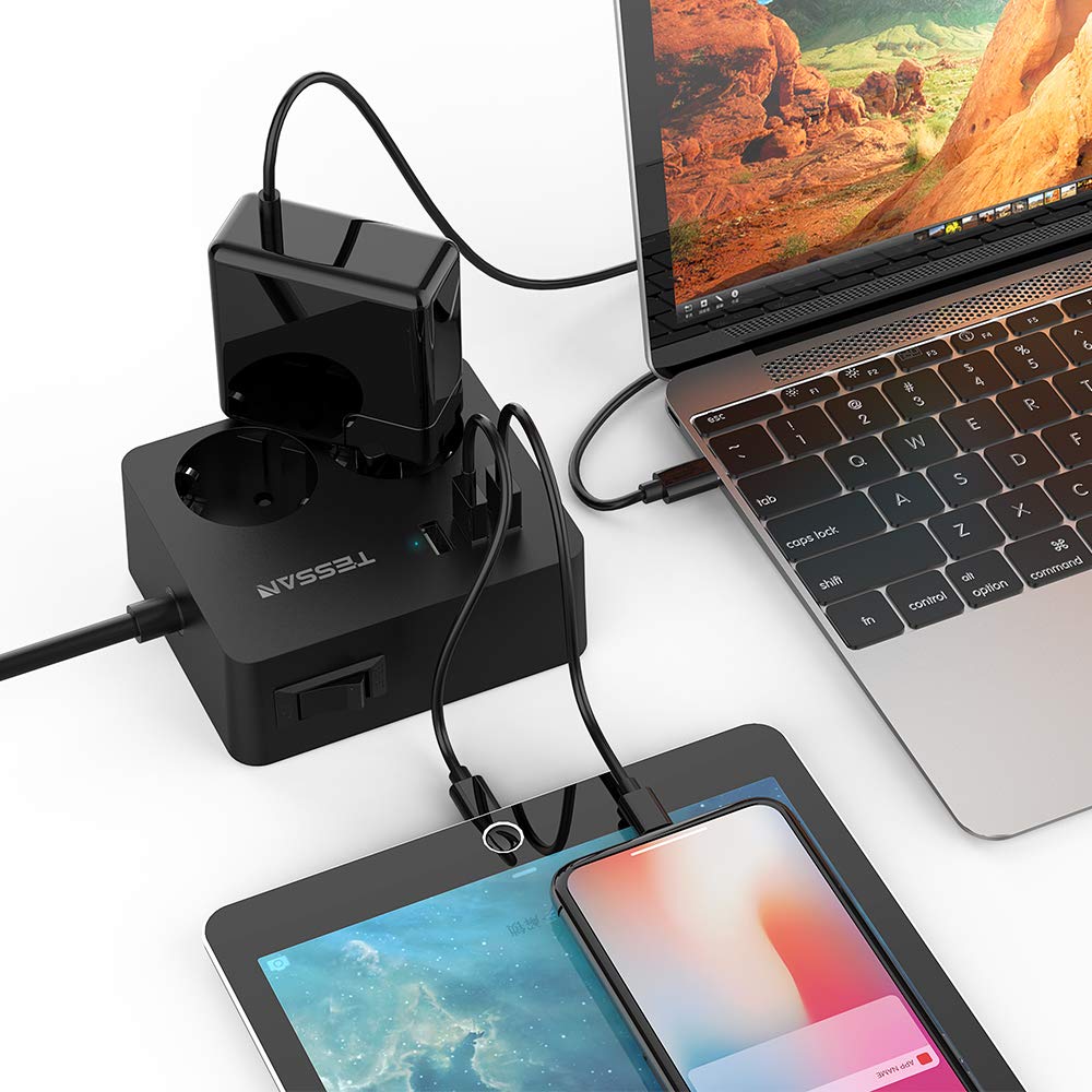 EU Multi Power Strip met 2 Outlet 3 USB Poorten en 1.5 M/5ft Cord Extension Reizen Draagbare Power socket Overbelasting Bescherming