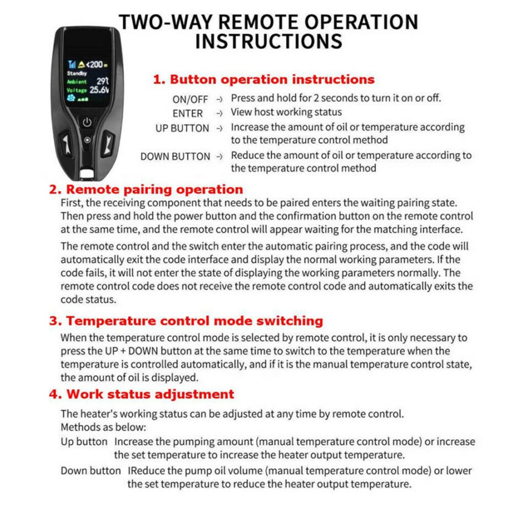 Parts Switch Remote Controller 2-In-1 LCD For Diesel Air Parking Heater Accessories