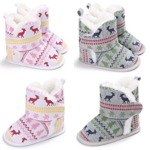 SchöNe Warme Winter Neugeborenes Baby Mädchen Warme Stiefel Kleinkind Hirsch Weihnachten Sanft Krippe Schuhe Schnee Stiefel Turnschuh 0-18 Mt