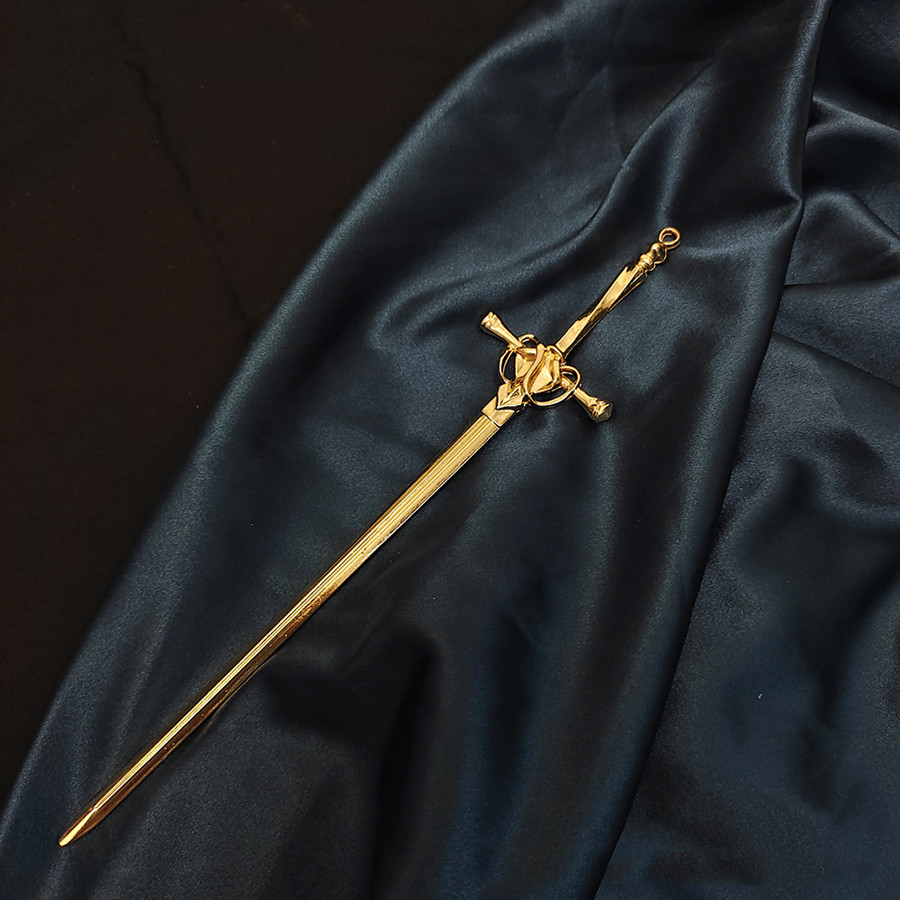 Nuovo punk rubino ciondolo spada forcina cinese semplice bastoni per capelli per donne retrò ragazza acconciatura capelli piatto accessori alla moda 2022: Oro-colore