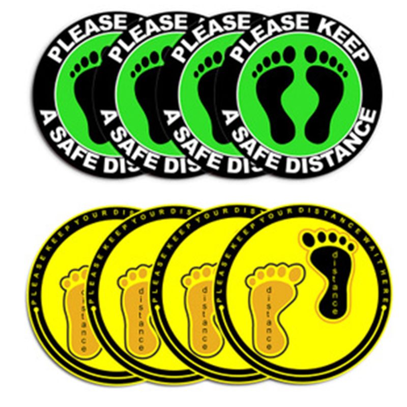 5pcs Please Keep Social Distancing Floor Sign Safety Distance Adhesive Sticker Marker for Supermarket Hospital