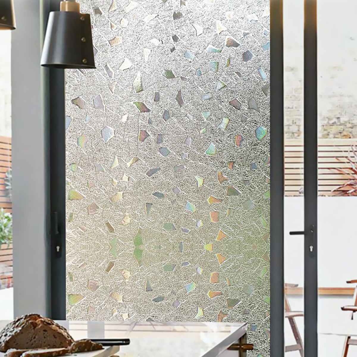 18x39inch Self-adhesive Rainbow Glass Films Sticker Static Decorative Privacy Anti UV No Glue for door and window: Colorful stone