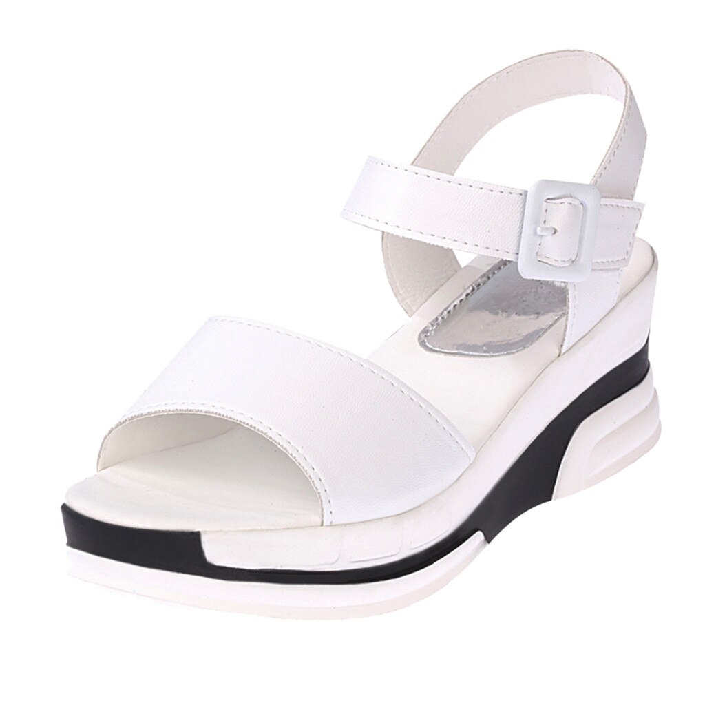 ladies sandals high heels Flat-Bottomed Muffin Platform Women's Sandals platform sandals women wedges sandalia masc #G30: White / 6.5