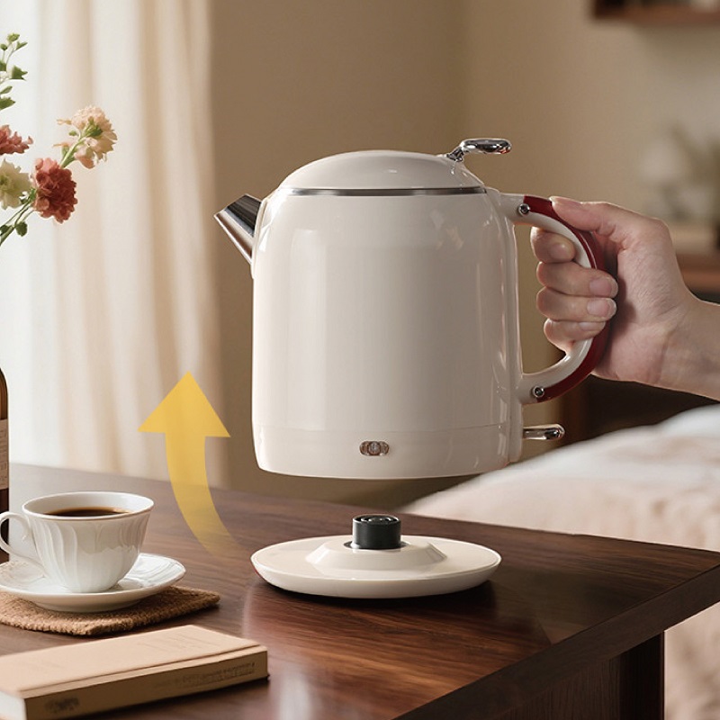 1000ml Household Electric Kettle Retro 304 Stainless Steel Kettle Teapot Mini Portable Thermal Kettle Automatic Power Off 1355W