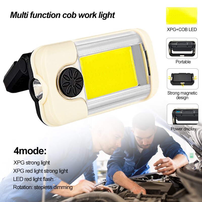 Magnetic Camping Tent Emergency Light COB LED USB Rechargeable Portable Flashlight Retro Lantern Work Light Built-in Battery