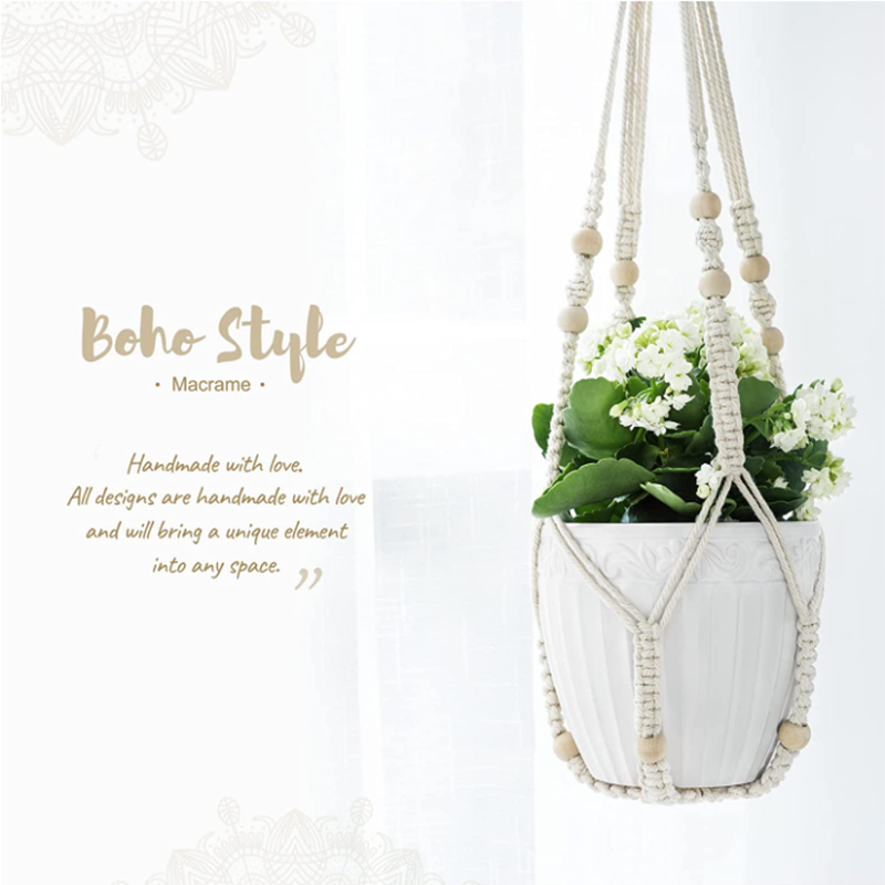 Tuinplant Hangmanden Bloempot Handgemaakte Macrame Geknoopt Touw Bloempot Boheemse Stijl voor Thuis Balkon Decoratie