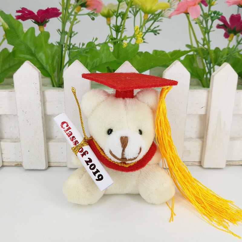 30 pcs/lot, class of ,7cm plush graduation teddy bear keychain, stuffed graduation teddy bear, graduation ,: cream bear red gown