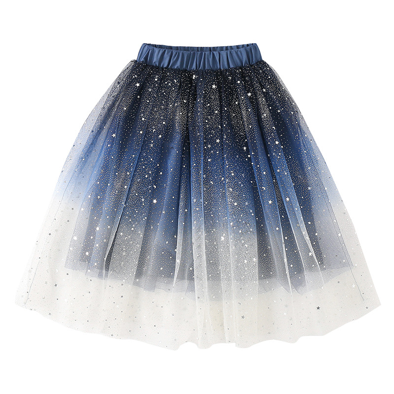 Gonna per ragazze gonna stellata con paillettes estive di colore sfumato per abiti da ragazza 2022 abito da ballo per gonna da principessa per bambini in maglia di moda per adolescenti: 4