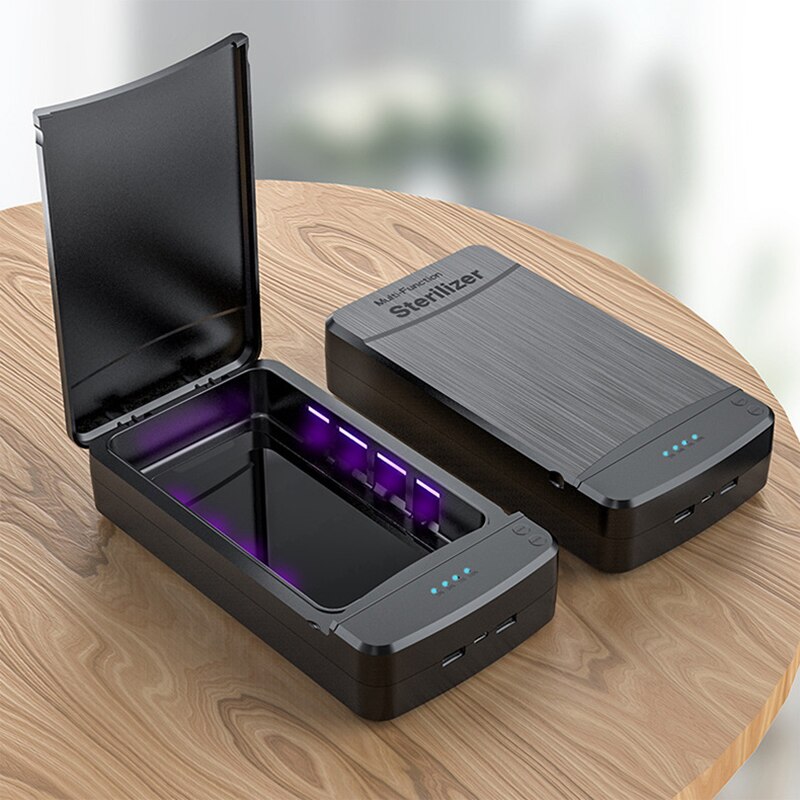 UV Disinfection Sterilization Box Portable UV Sterilizer with dual USB Phone Toothbrush Disinfection Box with Aromatherapy: Black
