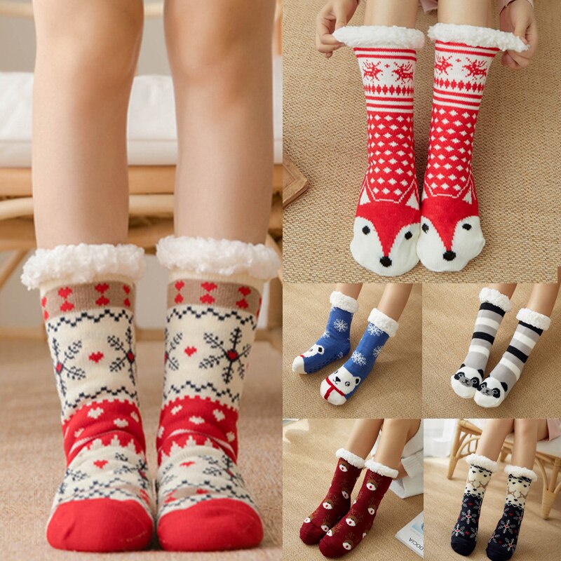 Newly Women Extra-warm Fleece Indoor Socks Warm Feet Stretchy for Winter Home Christmas FIF66