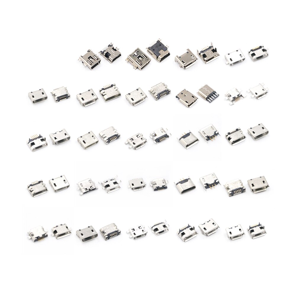 Micro usb-kontakt stiftuppsättning multispecifikation micro usb-kontaktstift laddning kvinnlig smt-uttagssats