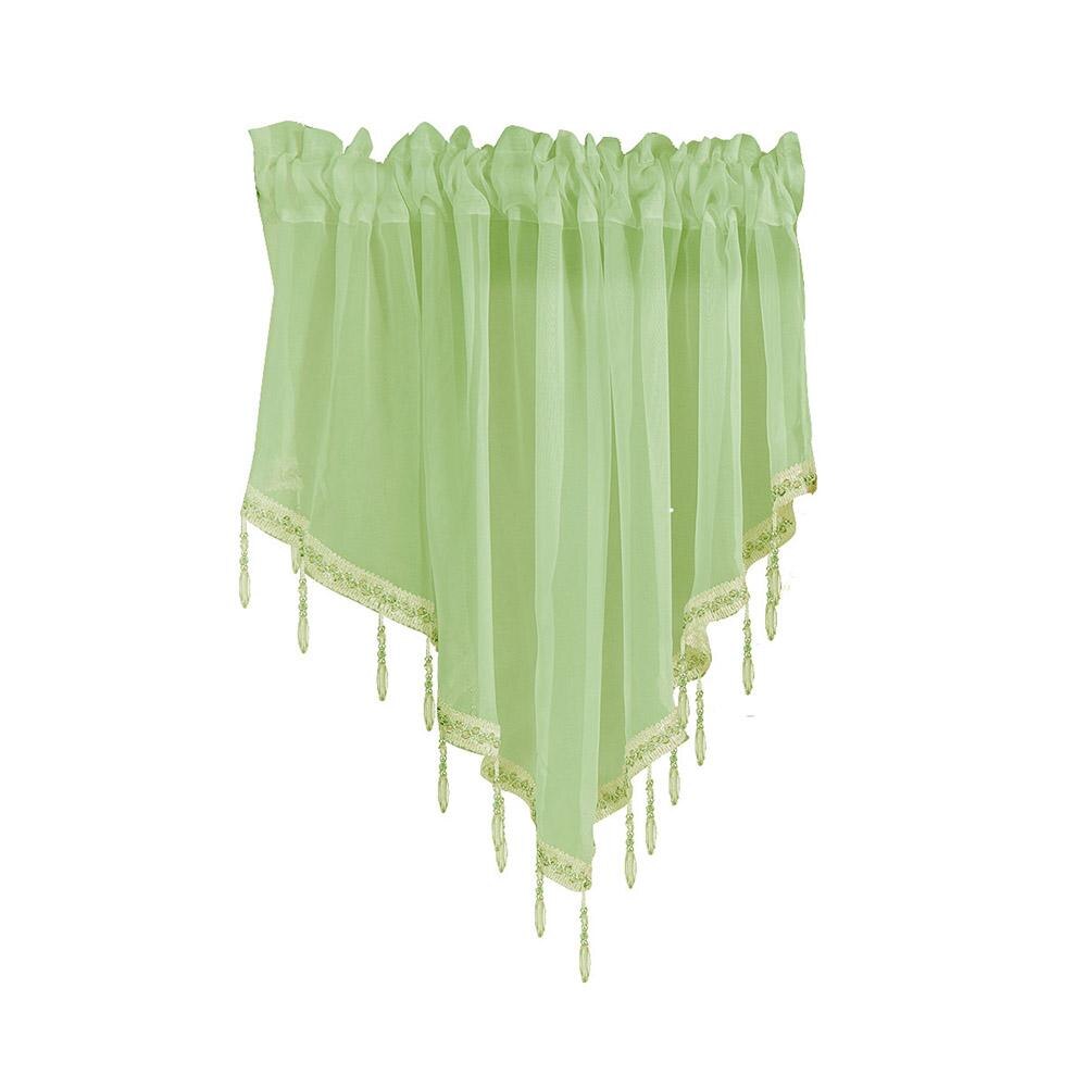 Cortina corta con forma de triángulos de colores sólidos, cenefa romántica para ventana, cocina, sala de estar, dormitorio, accesorios de decoración: Fruit Green