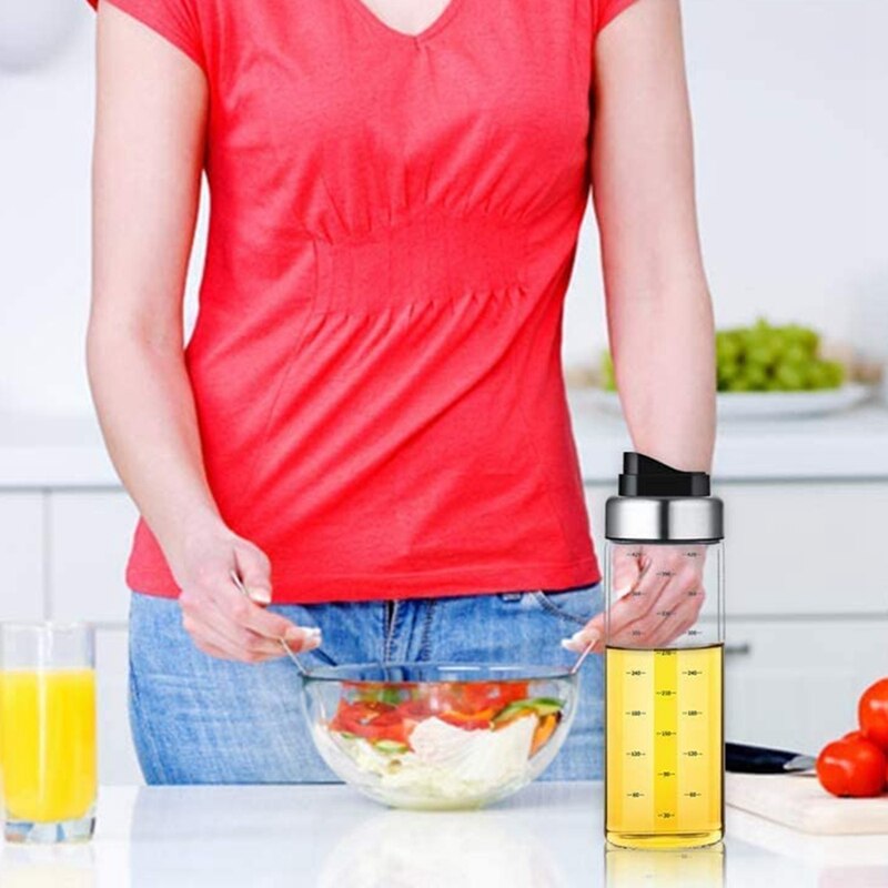2 Pcs 450Ml Olive Oil Dispenser Bottle,Automatic Open and Close Oil Pot,Oil and Vinegar Measuring Bottle for Kitchen