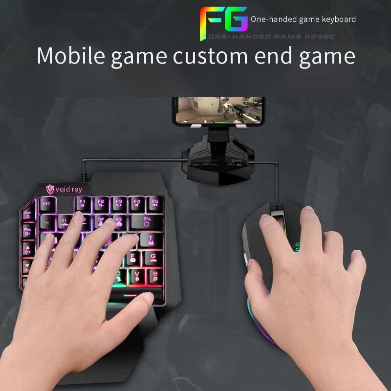 XNCORN Phone Keyboard 39keys F6 One-handed Glowing Gaming Keyboard For Phone PC USB Interface Keypad