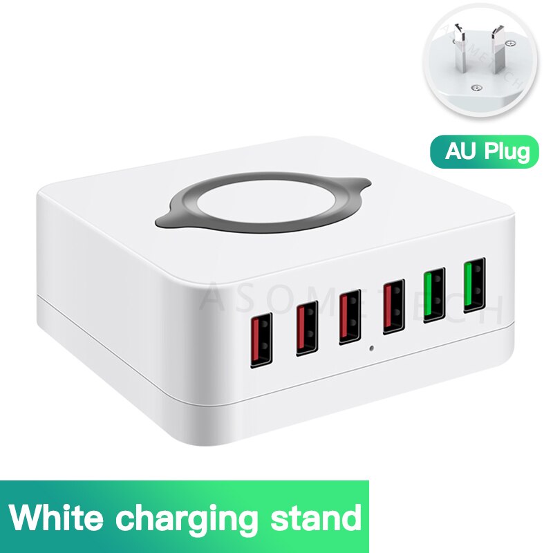 72W 6 Poort Quick Charge 3.0 Usb Charger Adapter Draadloze Oplader Opladen Station Telefoon Oplader Voor Iphone Samsung Huawei xiaomi: AU Plug