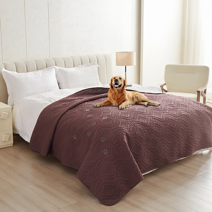 Colcha à prova de sujeira, capa impermeável para cama de cachorro, cobertor para móveis, protetor de cama, capa de sofá para cães e gatos, apoio antiderrapante: Cheio / ROXO