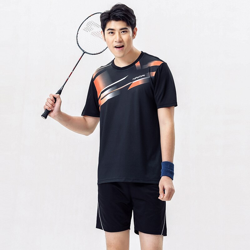 Neue Schnell Trocknend Badminton tragen setzt männer, Tennis tragen Shirt + kurze Hose, Sport Badminton kleidung, blau 1 satz 5061