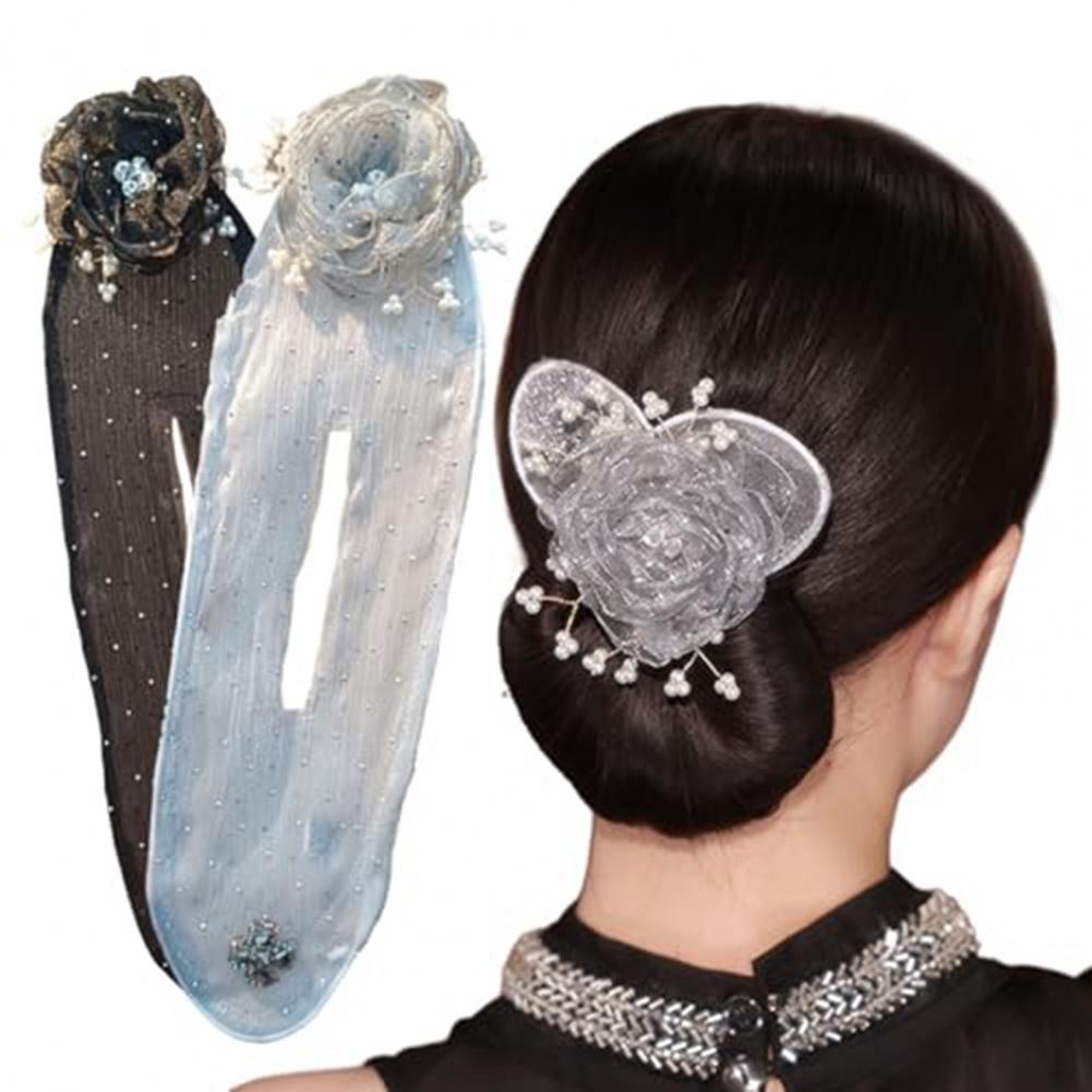 Juego de rizador de moño Floral para mujer, herramienta de rollo a presión fácil para peinado de cabello largo, Kit de torsión de moño Perezoso