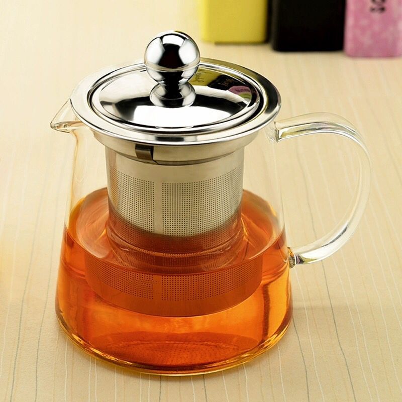 Tetera de filtro de flores de acero inoxidable resistente al calor juego de té y tetera taza fina tetera