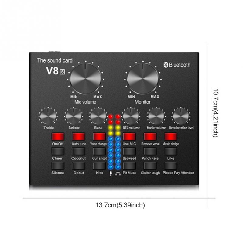 Pc Laptop Externe Geluidskaart Bluetooth 5.0 Mixer Board Voice Changer Ruisonderdrukking Meerdere Effecten Audio 3.5 Mm Geluidskaart