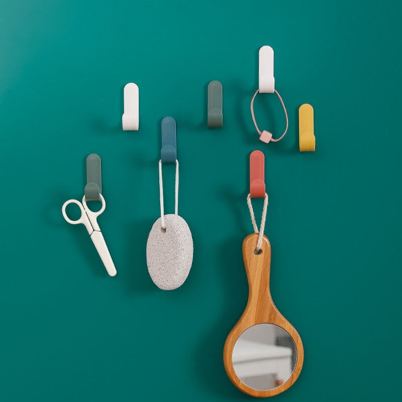 4pcs/set Towel Hooks Plastic Door Hangers Self Adhesive Wall Hangers Hat Racks Keys Hanger Home Decor