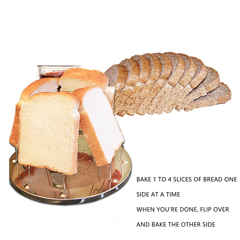 Tostapane da campeggio pieghevole a 4 fette Tostapane da campeggio esterno portatili in acciaio inossidabile per strumento di cottura per fornello a gas