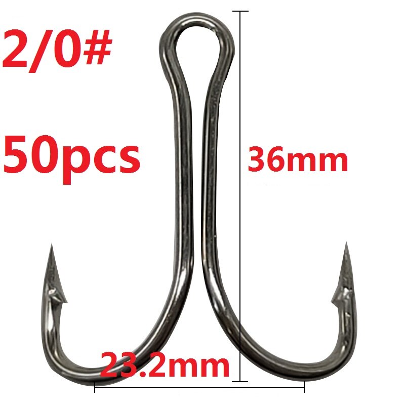 50pcs Long Shank Double Hook Weedless Fishing hook Fly Tying Duple Hook for Jig Bass Fish Hook fishing tackle For Soft Lure: colorF