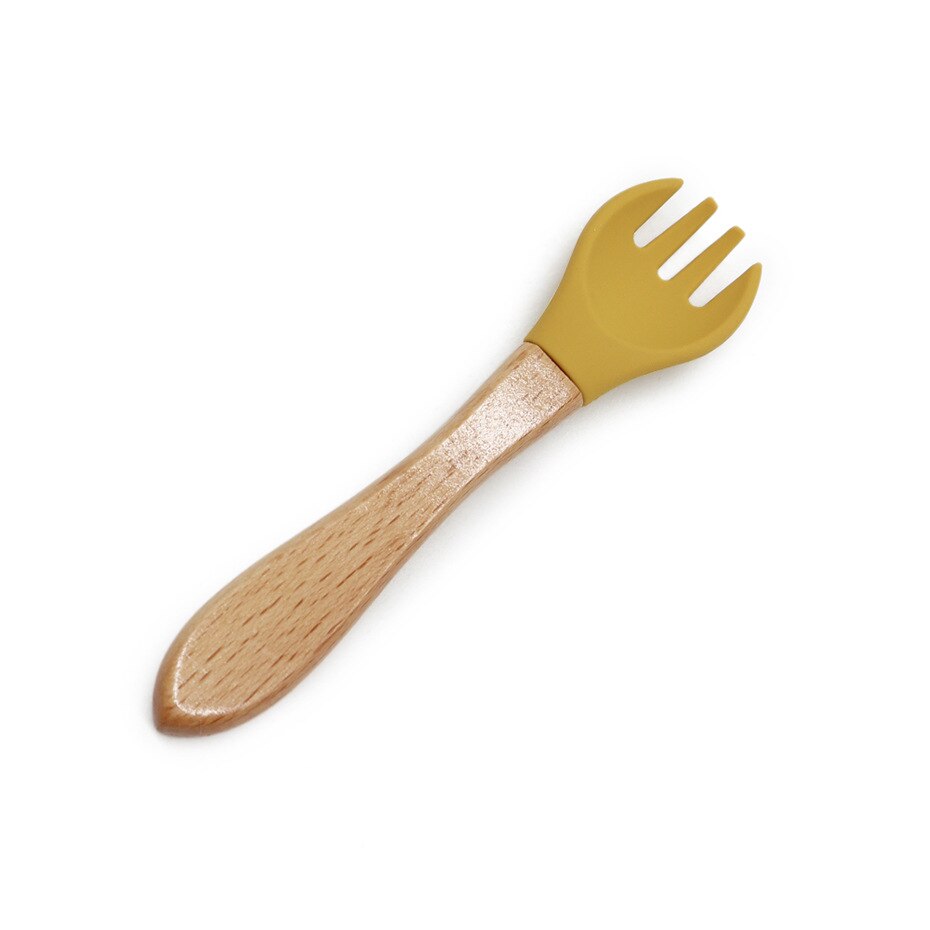 Natural 100% Food Grade Forks Easy To Rinse Weaning Unbreakable Rubber Fork Dishwasher Safe Feeding: I