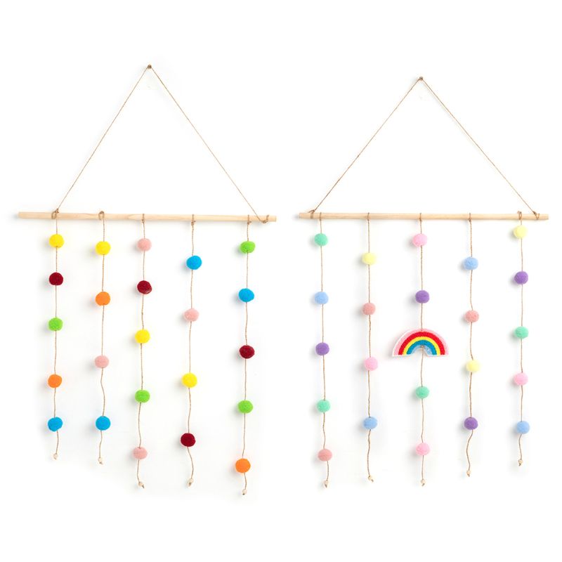 Trä vägghängande dekor regnbåge handgjorda konst ornament barn sovrum dekoration