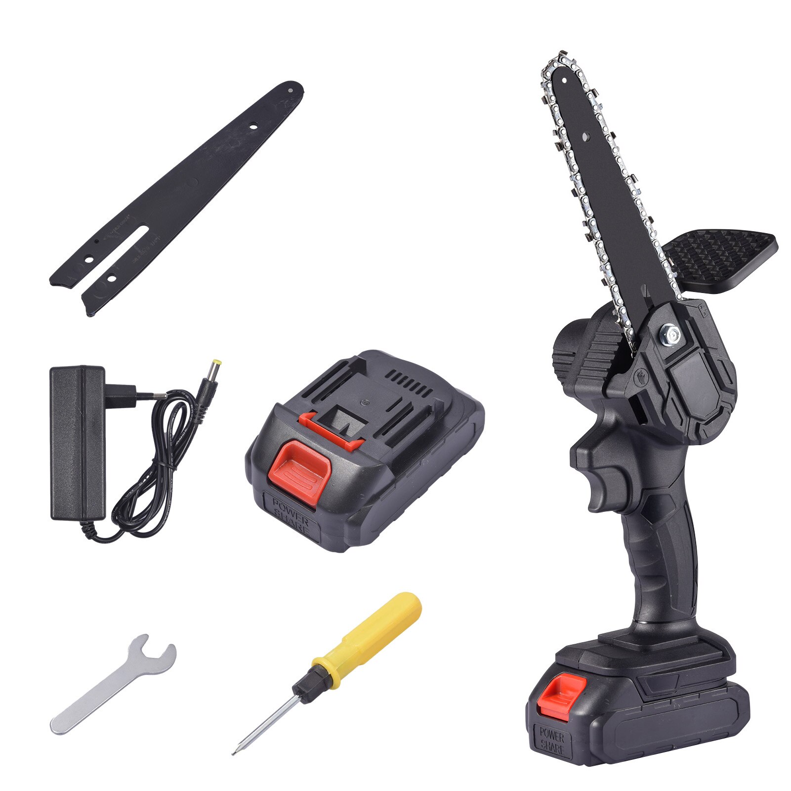 21V 6 Inch Rechargeable Electric Chain Saw Cordless Woodworking Wood Cutter With EU/US/AU/UK Plug Adapter 1/2 Batteries